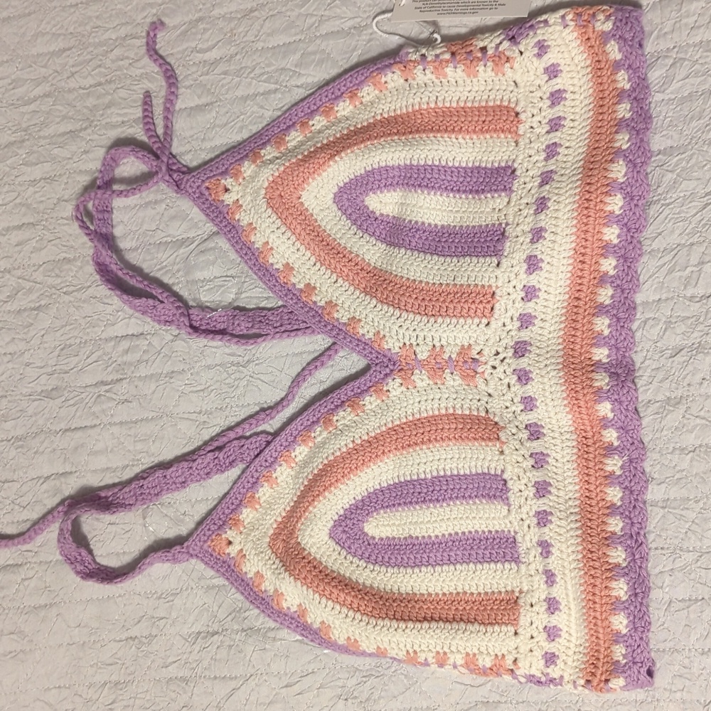 Lavender/Multi Knit Strap Bra Top